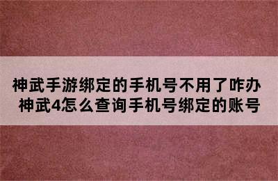 神武手游绑定的手机号不用了咋办 神武4怎么查询手机号绑定的账号